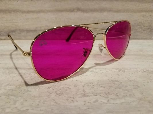Eyeglasses рамки металла золота мадженты авиатора винтажные ретро с подкраской